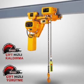 Alçak Tavan Elektrikli Zincirli Vinç 1 Ton – Full Çift Hızlı Monoray Caraskal